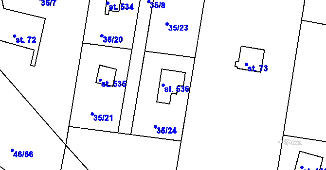 Parcela st. 536 v KÚ Brnky, Katastrální mapa