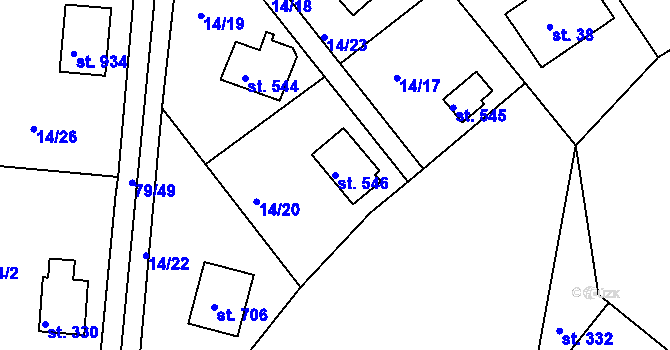 Parcela st. 546 v KÚ Brnky, Katastrální mapa