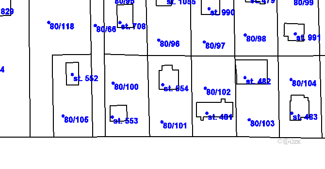 Parcela st. 554 v KÚ Brnky, Katastrální mapa