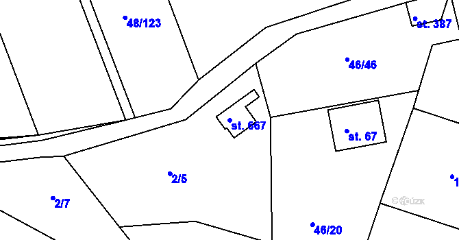 Parcela st. 667 v KÚ Brnky, Katastrální mapa