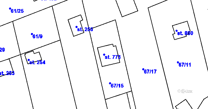 Parcela st. 773 v KÚ Brnky, Katastrální mapa