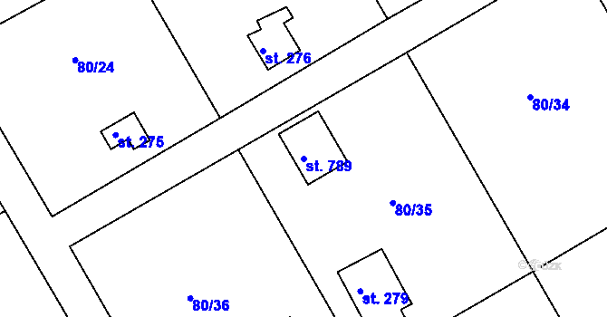 Parcela st. 789 v KÚ Brnky, Katastrální mapa