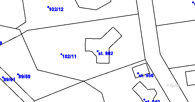 Parcela st. 802 v KÚ Brnky, Katastrální mapa