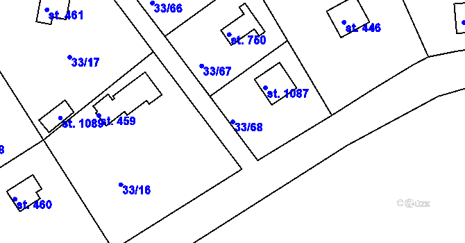 Parcela st. 33/68 v KÚ Brnky, Katastrální mapa