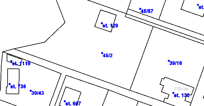 Parcela st. 45/2 v KÚ Brnky, Katastrální mapa