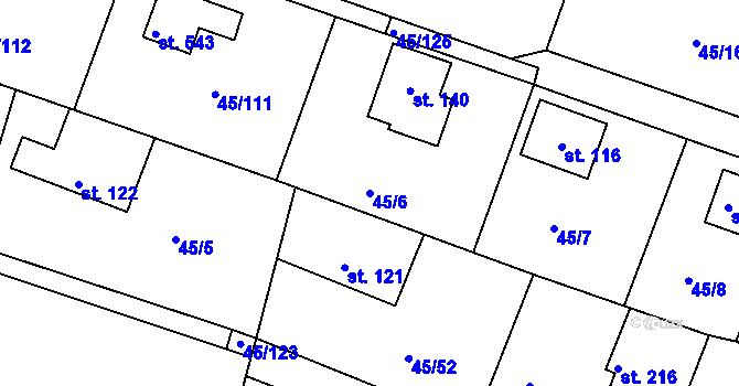 Parcela st. 45/6 v KÚ Brnky, Katastrální mapa