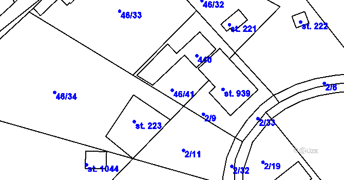 Parcela st. 46/41 v KÚ Brnky, Katastrální mapa