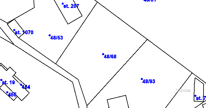 Parcela st. 48/68 v KÚ Brnky, Katastrální mapa