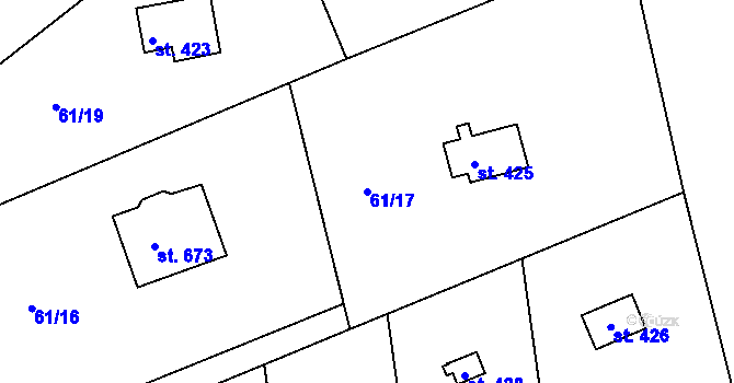 Parcela st. 61/17 v KÚ Brnky, Katastrální mapa