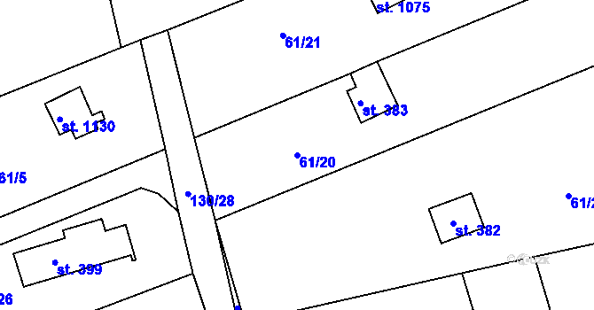 Parcela st. 61/20 v KÚ Brnky, Katastrální mapa