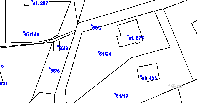 Parcela st. 61/24 v KÚ Brnky, Katastrální mapa