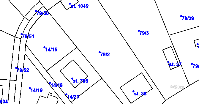 Parcela st. 79/2 v KÚ Brnky, Katastrální mapa