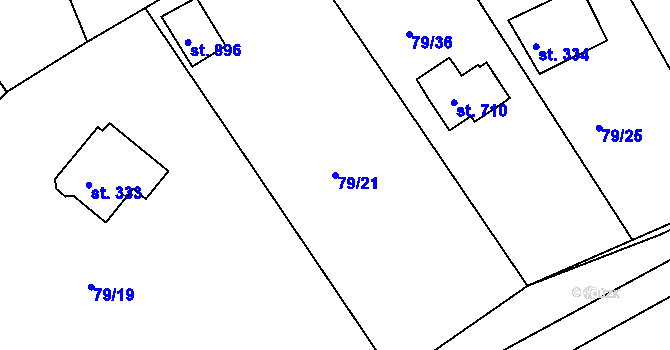 Parcela st. 79/21 v KÚ Brnky, Katastrální mapa