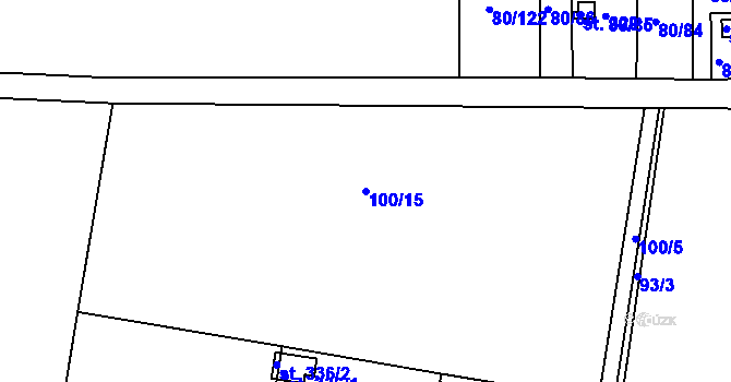 Parcela st. 100/15 v KÚ Brnky, Katastrální mapa