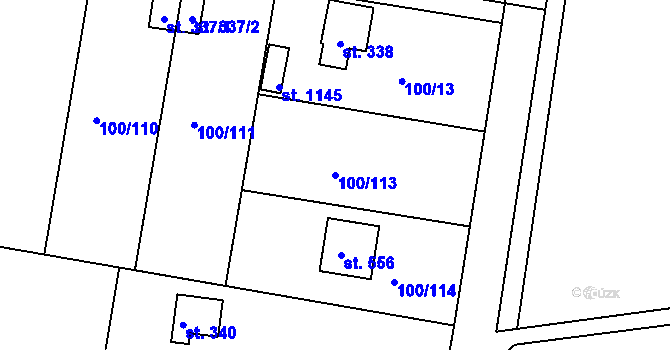 Parcela st. 100/113 v KÚ Brnky, Katastrální mapa
