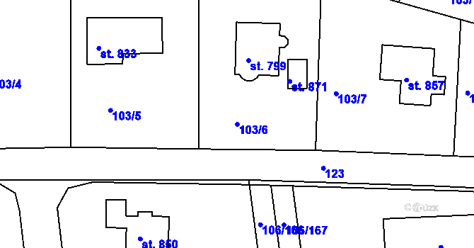 Parcela st. 103/6 v KÚ Brnky, Katastrální mapa