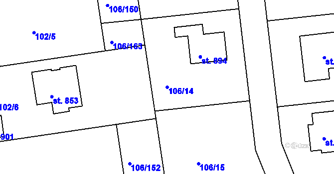 Parcela st. 106/14 v KÚ Brnky, Katastrální mapa