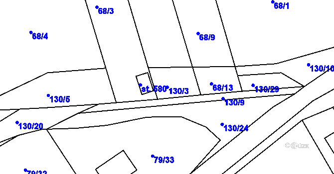 Parcela st. 130/3 v KÚ Brnky, Katastrální mapa