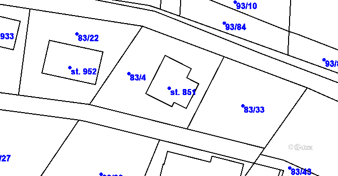 Parcela st. 851 v KÚ Brnky, Katastrální mapa