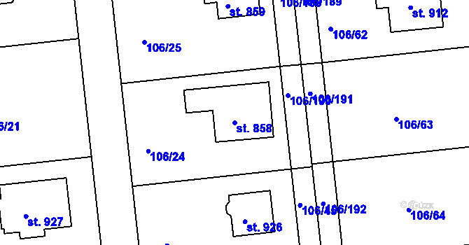 Parcela st. 858 v KÚ Brnky, Katastrální mapa