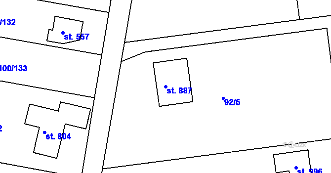 Parcela st. 887 v KÚ Brnky, Katastrální mapa