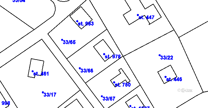 Parcela st. 978 v KÚ Brnky, Katastrální mapa