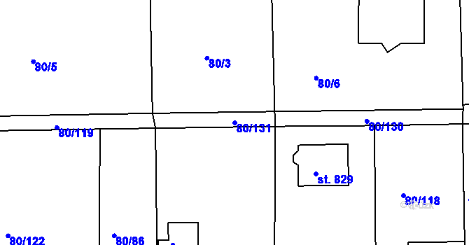 Parcela st. 80/131 v KÚ Brnky, Katastrální mapa