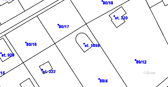 Parcela st. 1058 v KÚ Brnky, Katastrální mapa