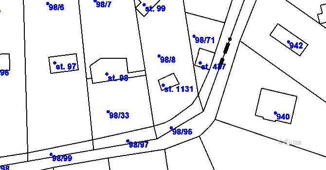 Parcela st. 1131 v KÚ Brnky, Katastrální mapa