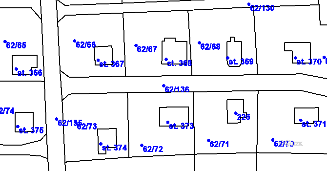 Parcela st. 62/136 v KÚ Přemyšlení, Katastrální mapa