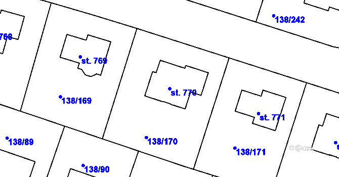 Parcela st. 770 v KÚ Přemyšlení, Katastrální mapa