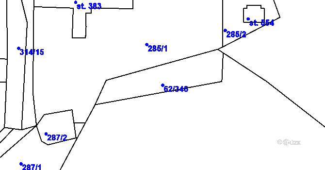 Parcela st. 62/346 v KÚ Přemyšlení, Katastrální mapa