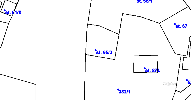 Parcela st. 65/3 v KÚ Zdiby, Katastrální mapa