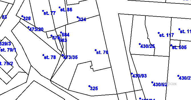 Parcela st. 76 v KÚ Zdiby, Katastrální mapa