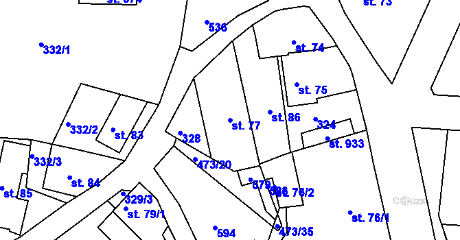 Parcela st. 77 v KÚ Zdiby, Katastrální mapa