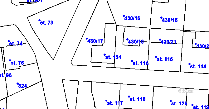 Parcela st. 154 v KÚ Zdiby, Katastrální mapa