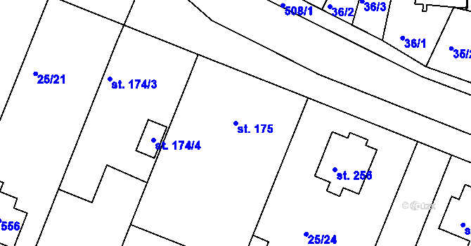 Parcela st. 175 v KÚ Zdiby, Katastrální mapa