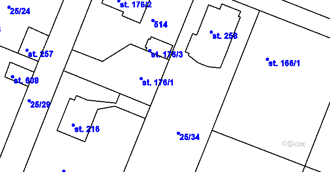 Parcela st. 177 v KÚ Zdiby, Katastrální mapa