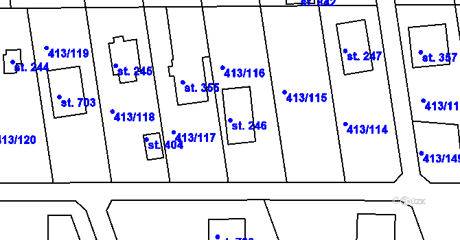 Parcela st. 246 v KÚ Zdiby, Katastrální mapa