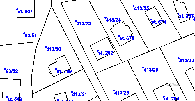 Parcela st. 252 v KÚ Zdiby, Katastrální mapa