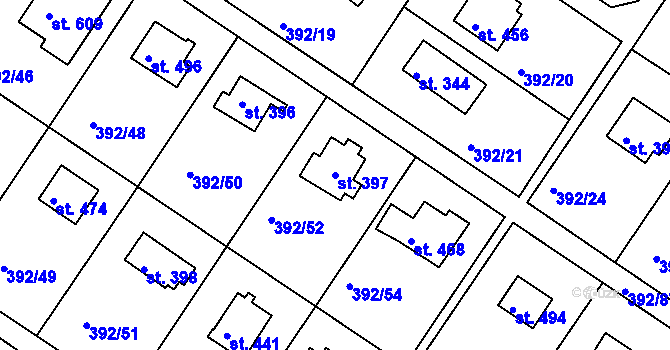 Parcela st. 397 v KÚ Zdiby, Katastrální mapa