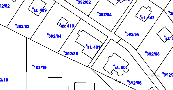 Parcela st. 401 v KÚ Zdiby, Katastrální mapa