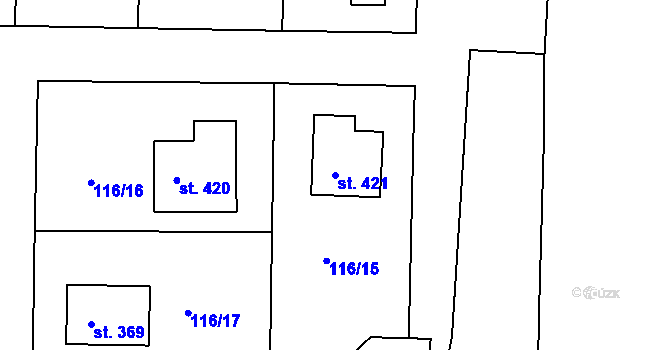 Parcela st. 421 v KÚ Zdiby, Katastrální mapa