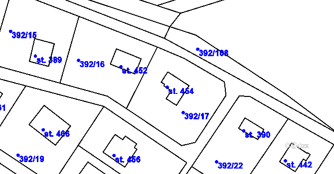 Parcela st. 454 v KÚ Zdiby, Katastrální mapa
