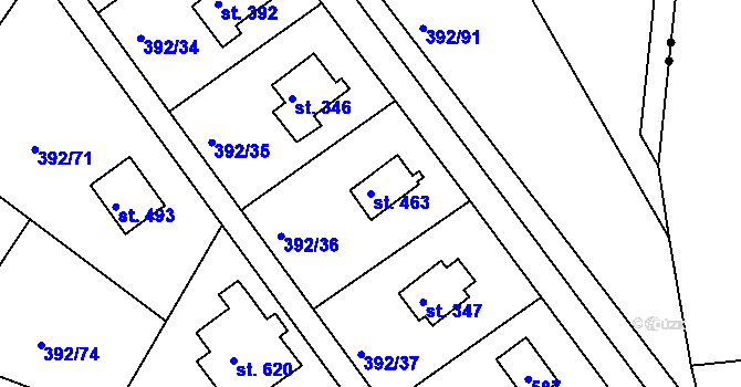 Parcela st. 463 v KÚ Zdiby, Katastrální mapa