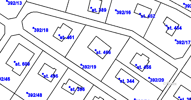 Parcela st. 466 v KÚ Zdiby, Katastrální mapa