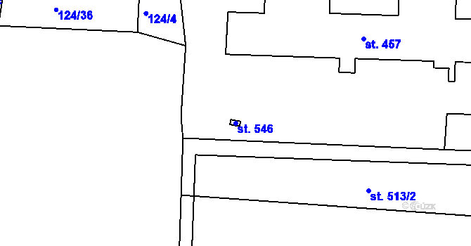 Parcela st. 546 v KÚ Zdiby, Katastrální mapa