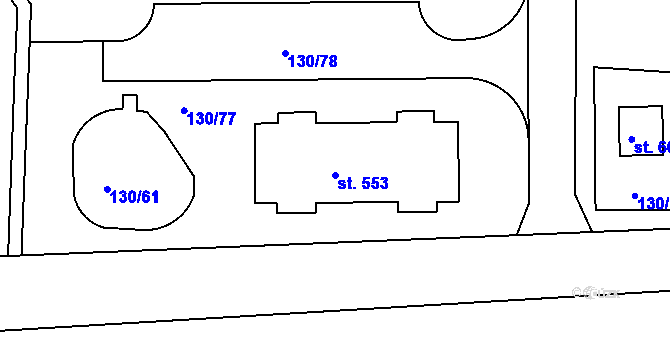 Parcela st. 553 v KÚ Zdiby, Katastrální mapa