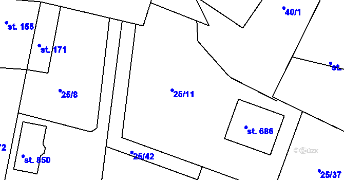 Parcela st. 25/11 v KÚ Zdiby, Katastrální mapa