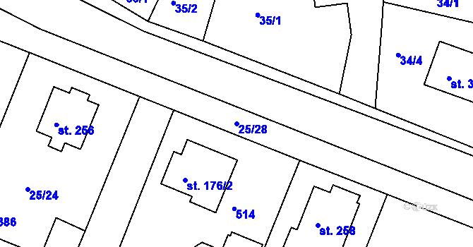 Parcela st. 25/28 v KÚ Zdiby, Katastrální mapa